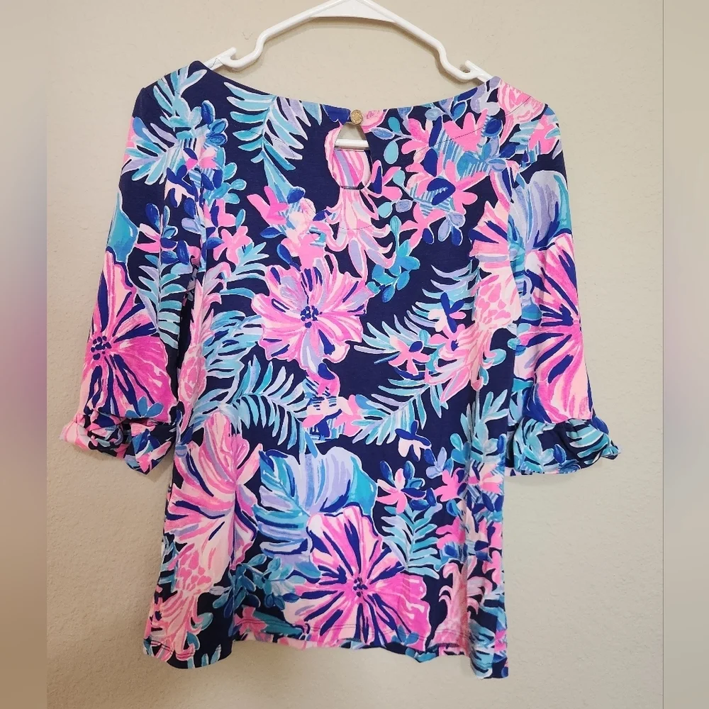 Lilly Pulitzer Ruffle Sleeve Top Size Small - Picture 4 of 4